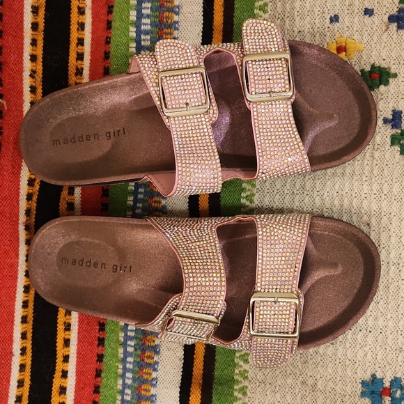Madden Girl Shoes - Madden Girl Women's Teddy Slide Sequin Sandal in Purple Multi Size 8 VGUC
